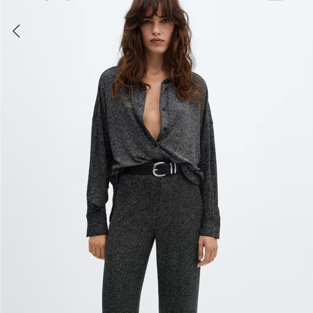 NEW - Mango Black Sparkle Button-Up Shirt